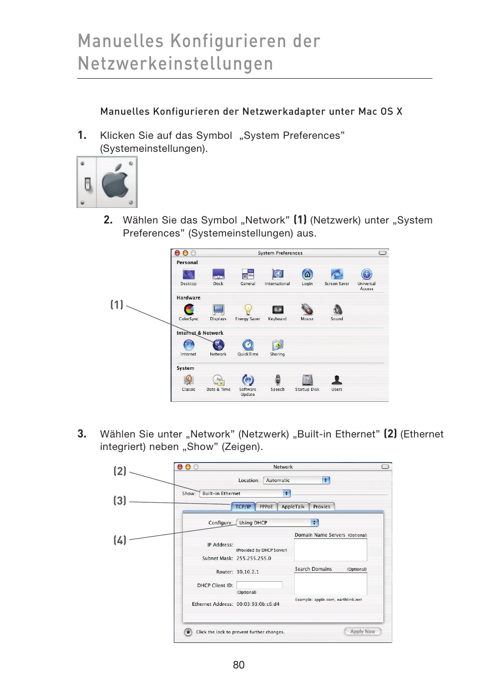 Manuelles konfigurieren der netzwerkeinstellungen | Belkin F5D9230UK4 User Manual | Page 305 / 667
