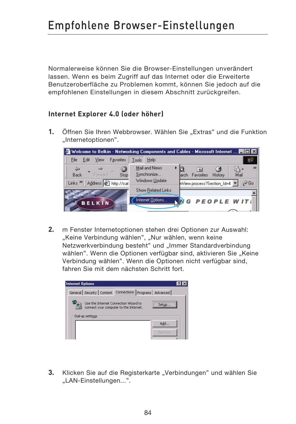Empfohlene browser-einstellungen | Belkin F5D9230UK4 User Manual | Page 309 / 667