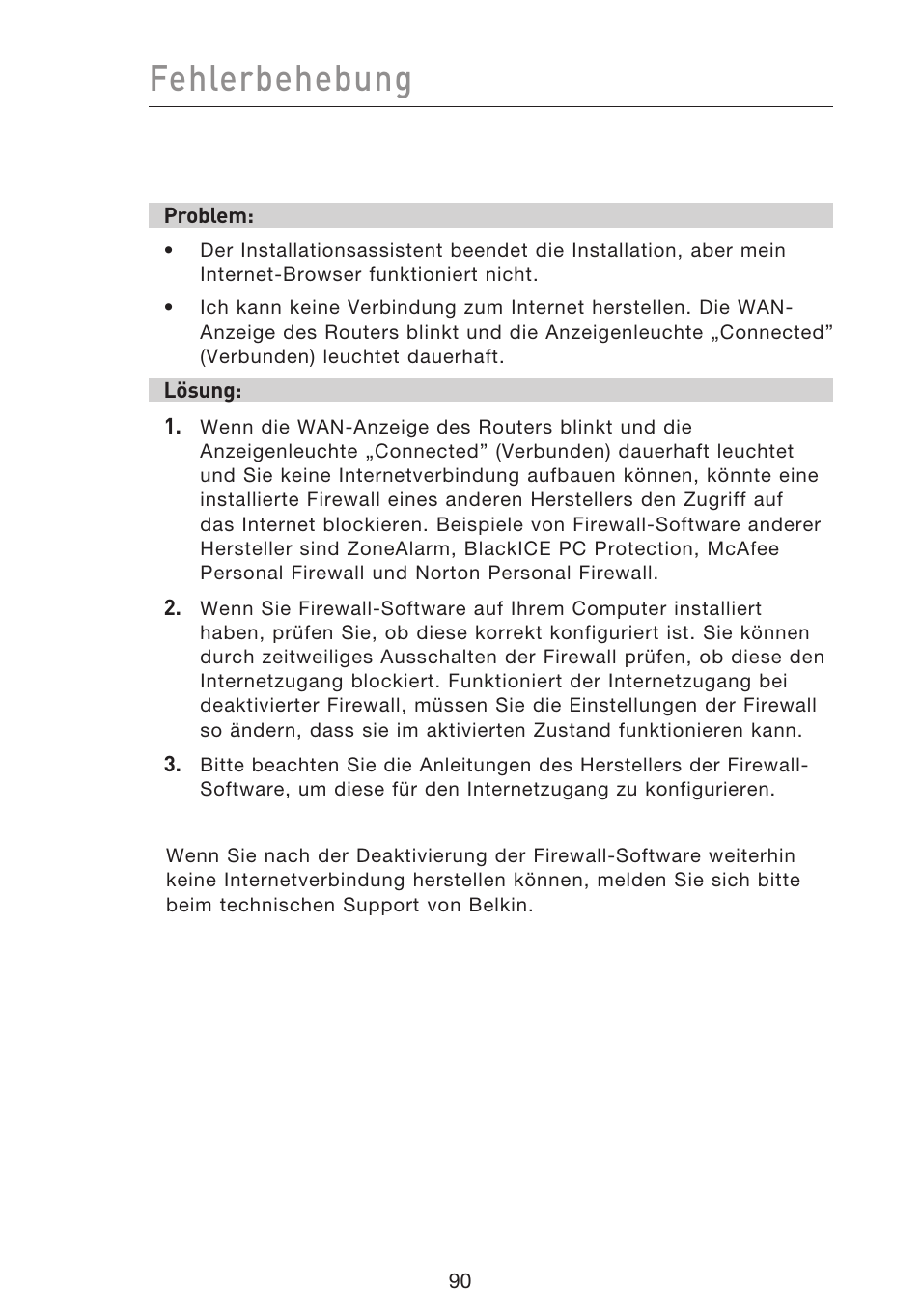 Fehlerbehebung | Belkin F5D9230UK4 User Manual | Page 315 / 667