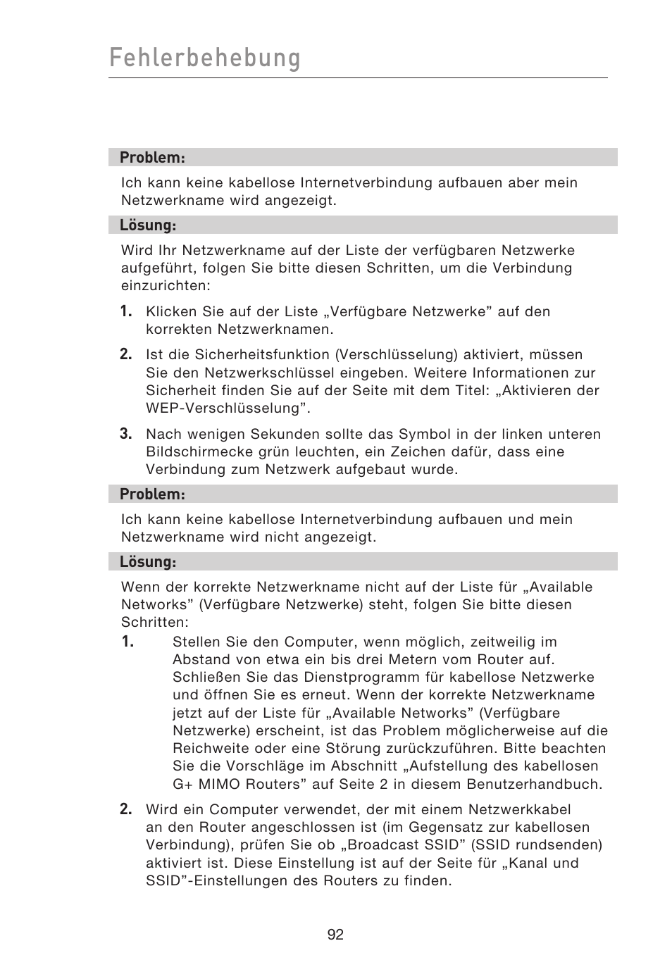 Fehlerbehebung | Belkin F5D9230UK4 User Manual | Page 317 / 667