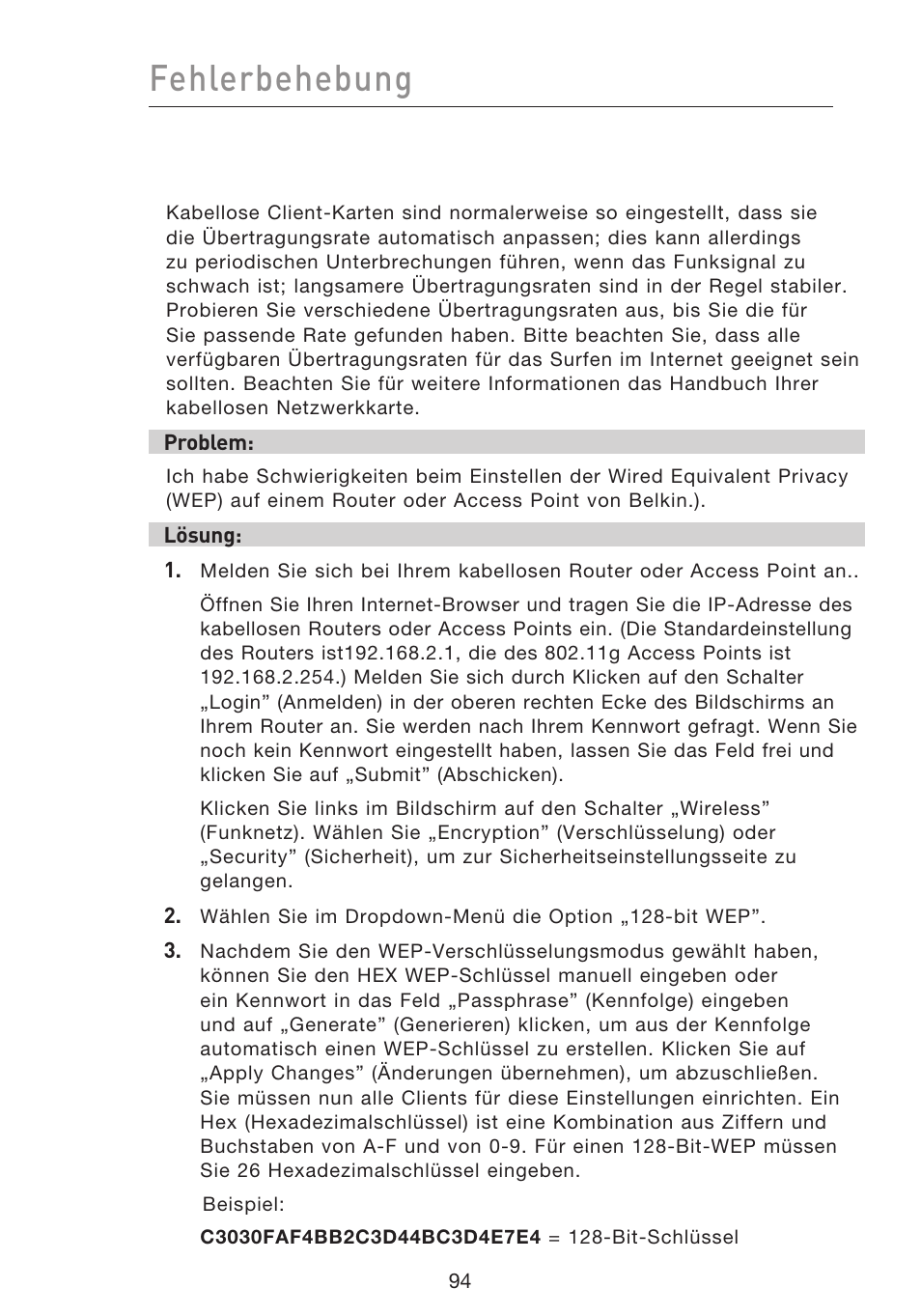 Fehlerbehebung | Belkin F5D9230UK4 User Manual | Page 319 / 667