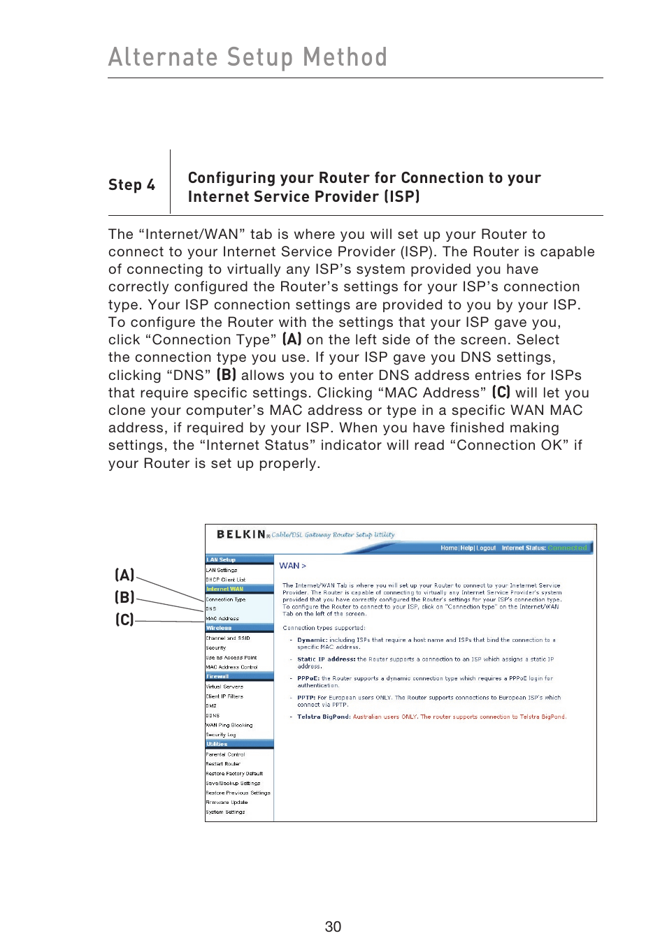 Alternate setup method | Belkin F5D9230UK4 User Manual | Page 32 / 667