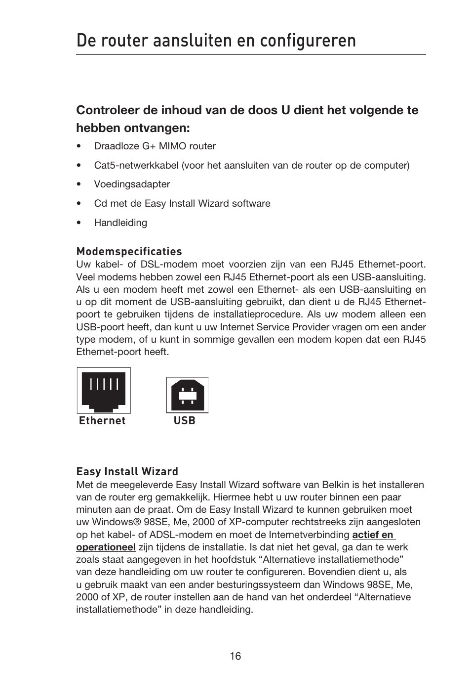 De router aansluiten en configureren | Belkin F5D9230UK4 User Manual | Page 352 / 667