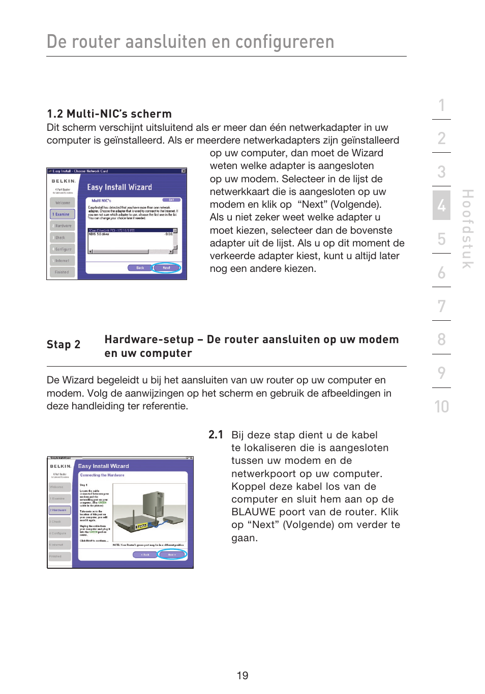 De router aansluiten en configureren | Belkin F5D9230UK4 User Manual | Page 355 / 667