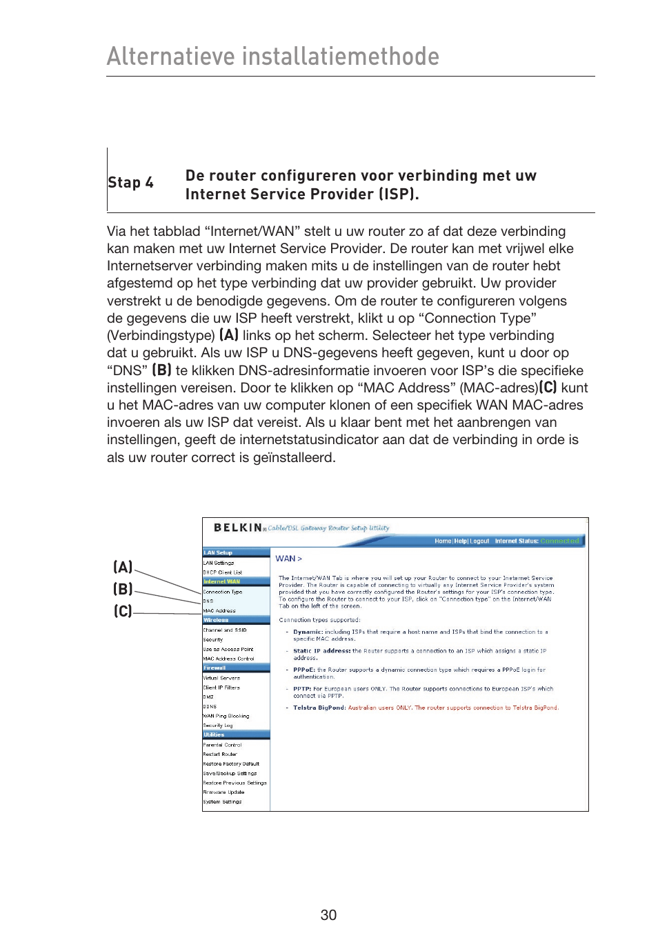 Alternatieve installatiemethode | Belkin F5D9230UK4 User Manual | Page 366 / 667