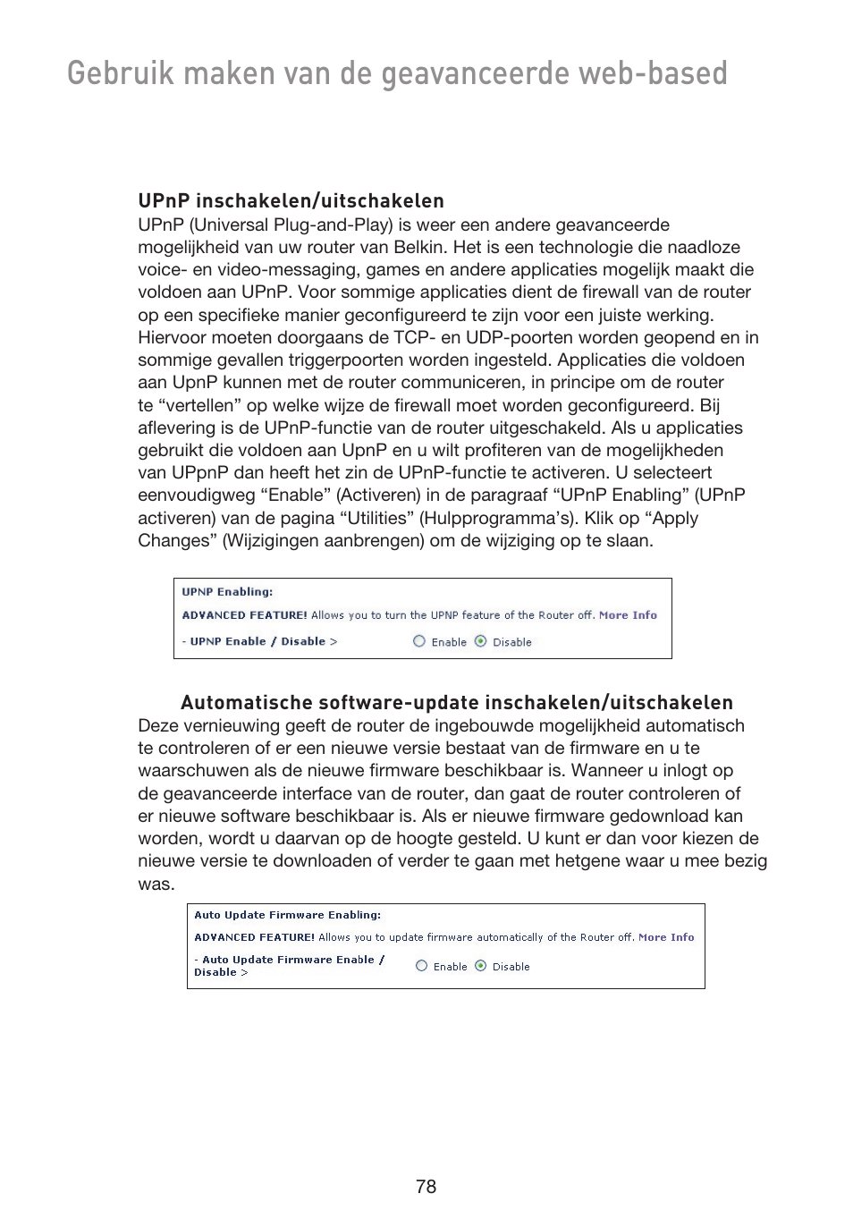 Gebruik maken van de geavanceerde web-based | Belkin F5D9230UK4 User Manual | Page 414 / 667