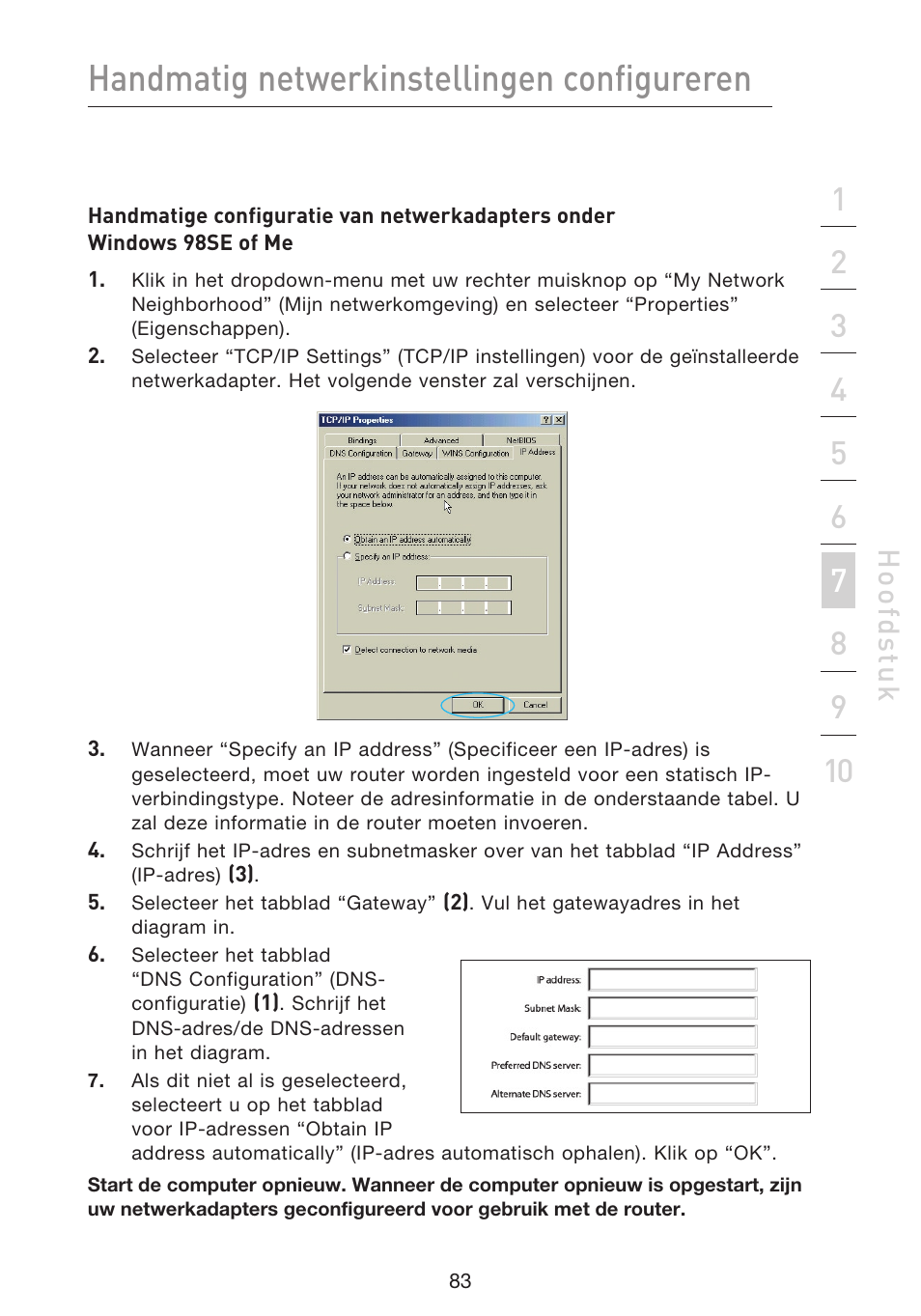 Handmatig netwerkinstellingen configureren, Hoo fd st u k | Belkin F5D9230UK4 User Manual | Page 419 / 667