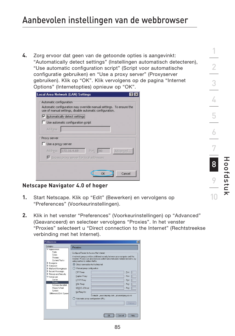 Aanbevolen instellingen van de webbrowser | Belkin F5D9230UK4 User Manual | Page 421 / 667