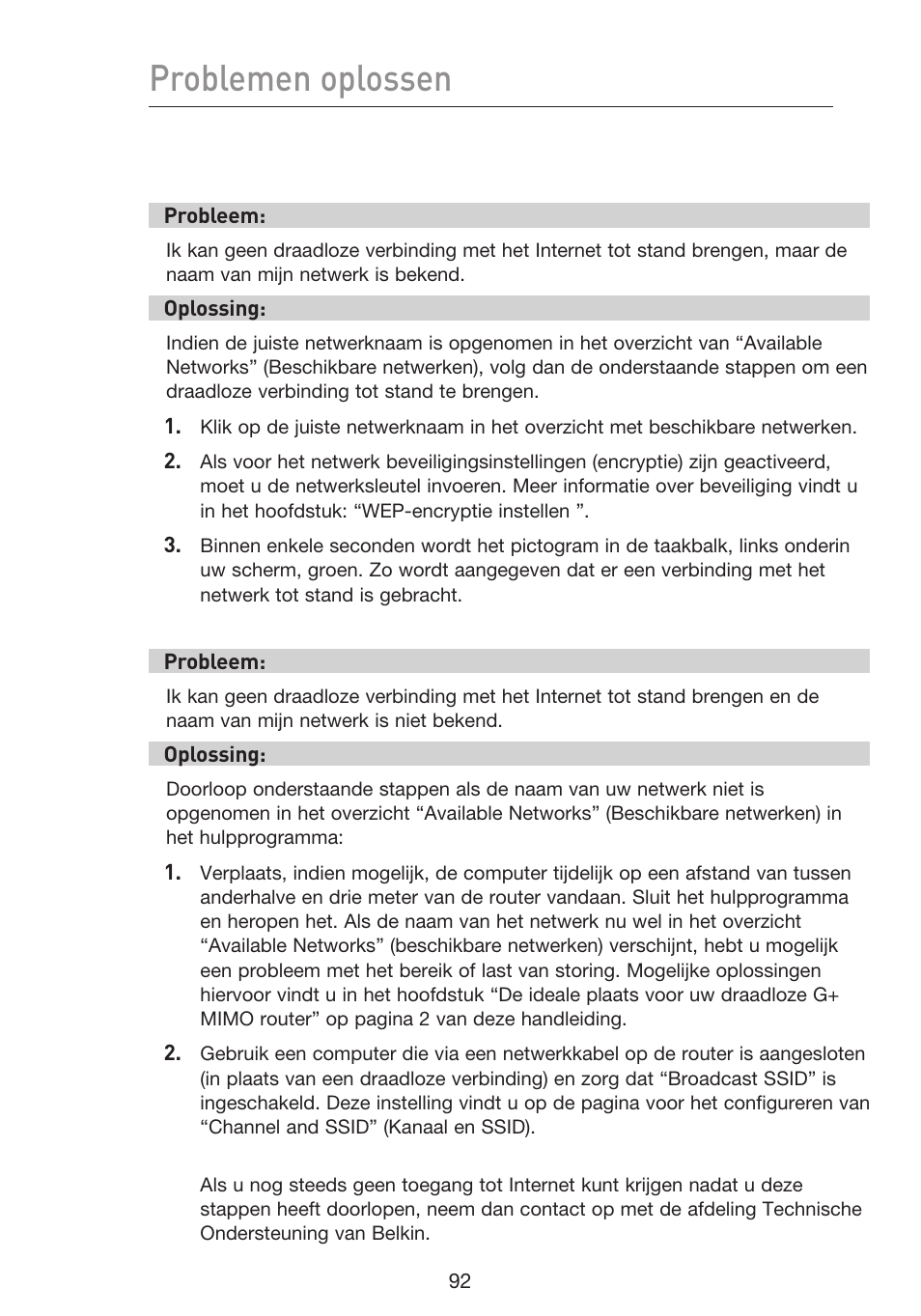 Problemen oplossen | Belkin F5D9230UK4 User Manual | Page 428 / 667