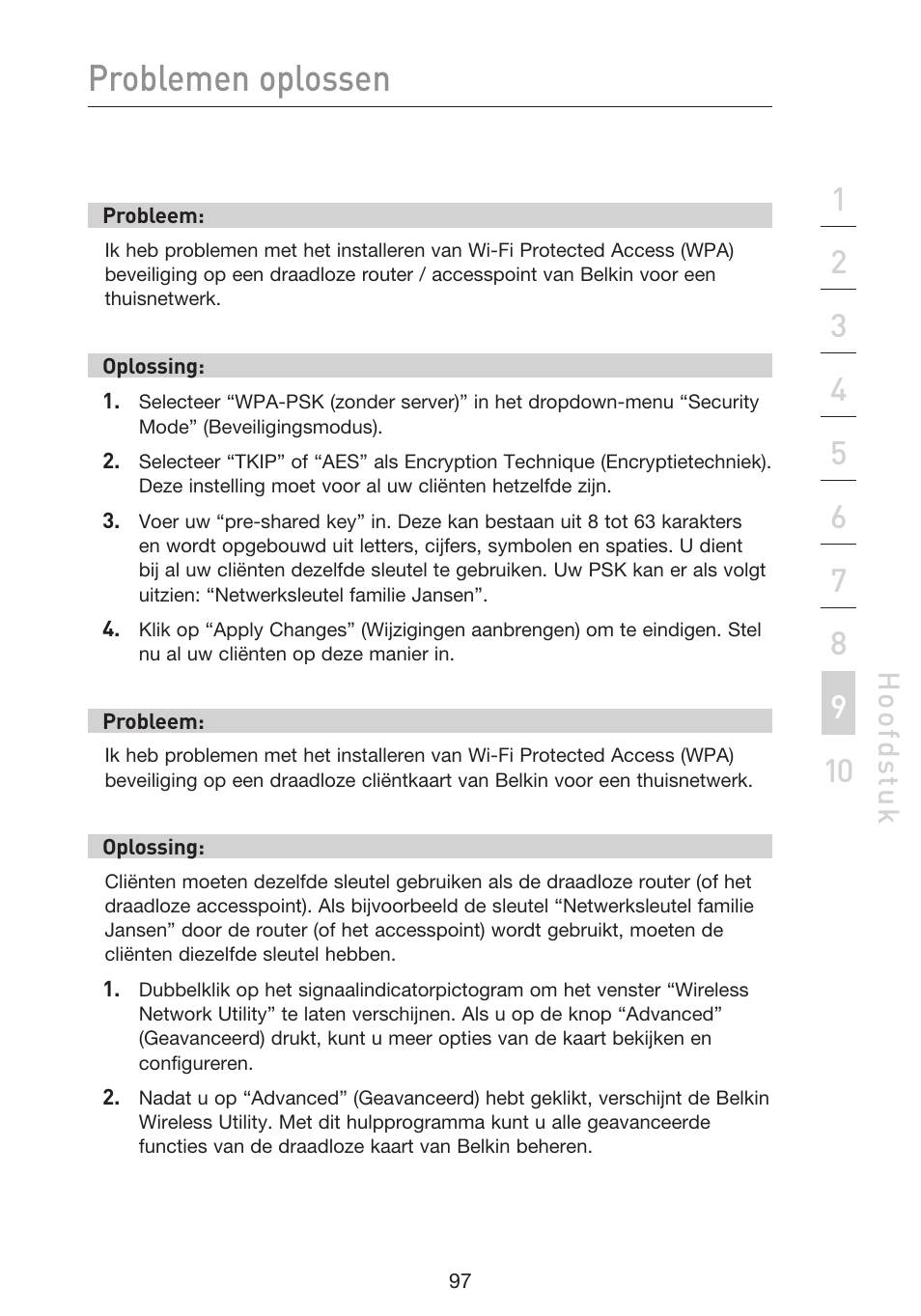 Problemen oplossen, Hoo fd st u k | Belkin F5D9230UK4 User Manual | Page 433 / 667