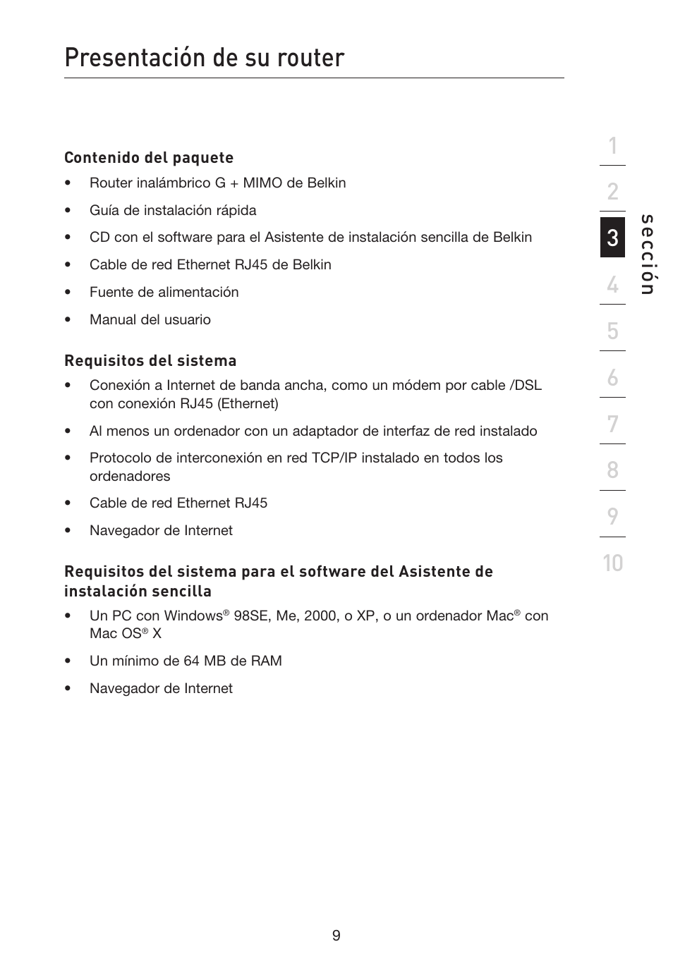 Presentación de su router, Se cc ió n | Belkin F5D9230UK4 User Manual | Page 456 / 667
