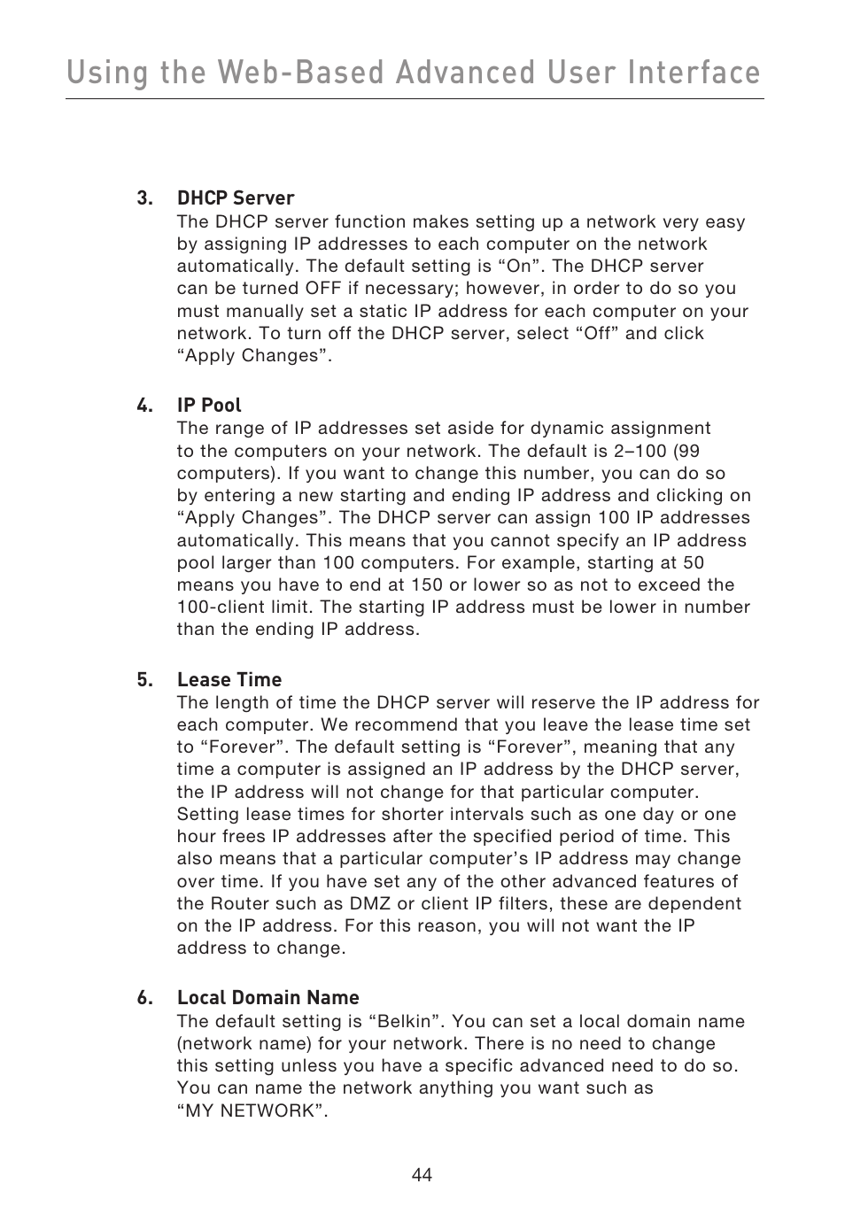 Using the web-based advanced user interface | Belkin F5D9230UK4 User Manual | Page 46 / 667