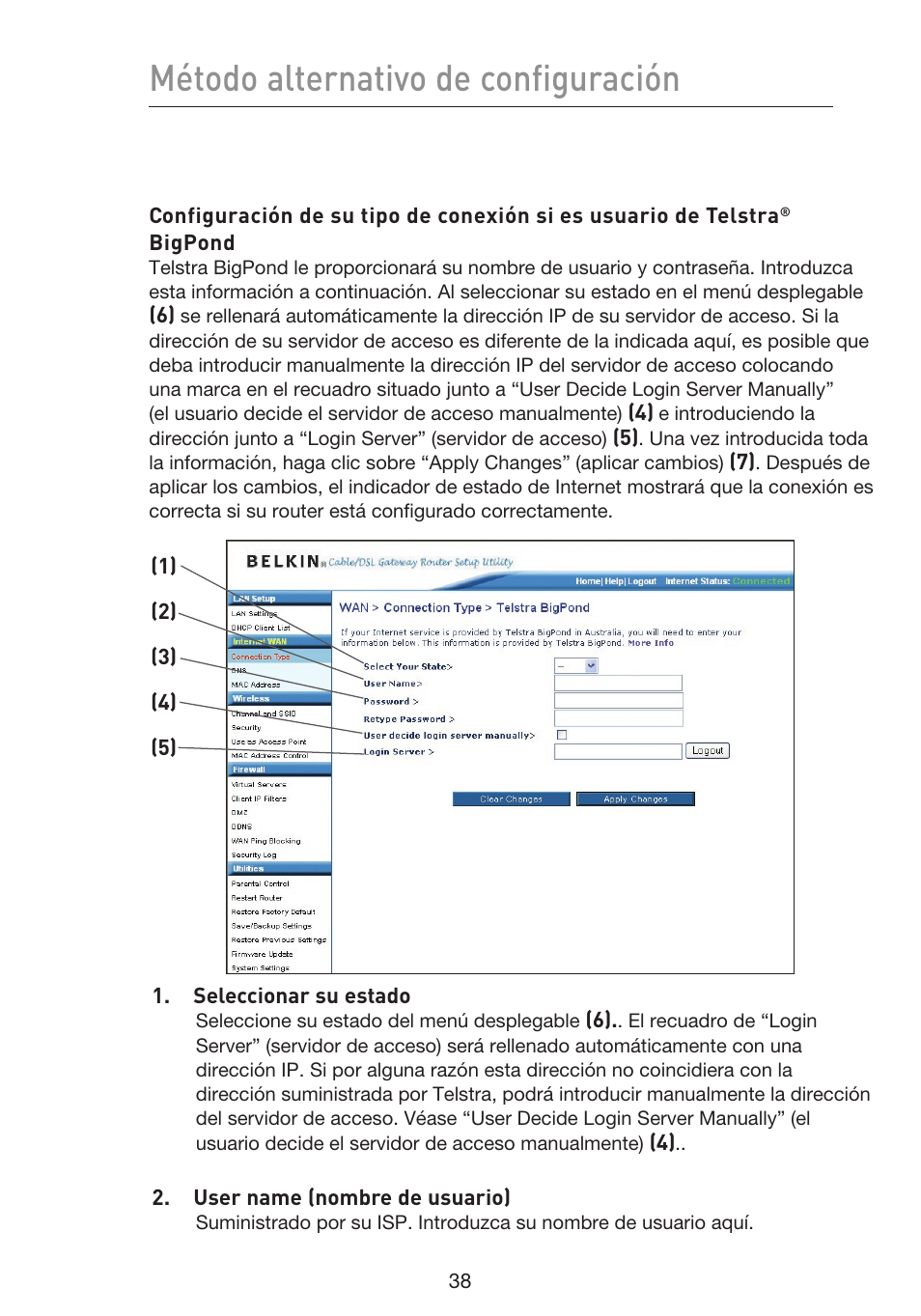 Método alternativo de configuración | Belkin F5D9230UK4 User Manual | Page 485 / 667