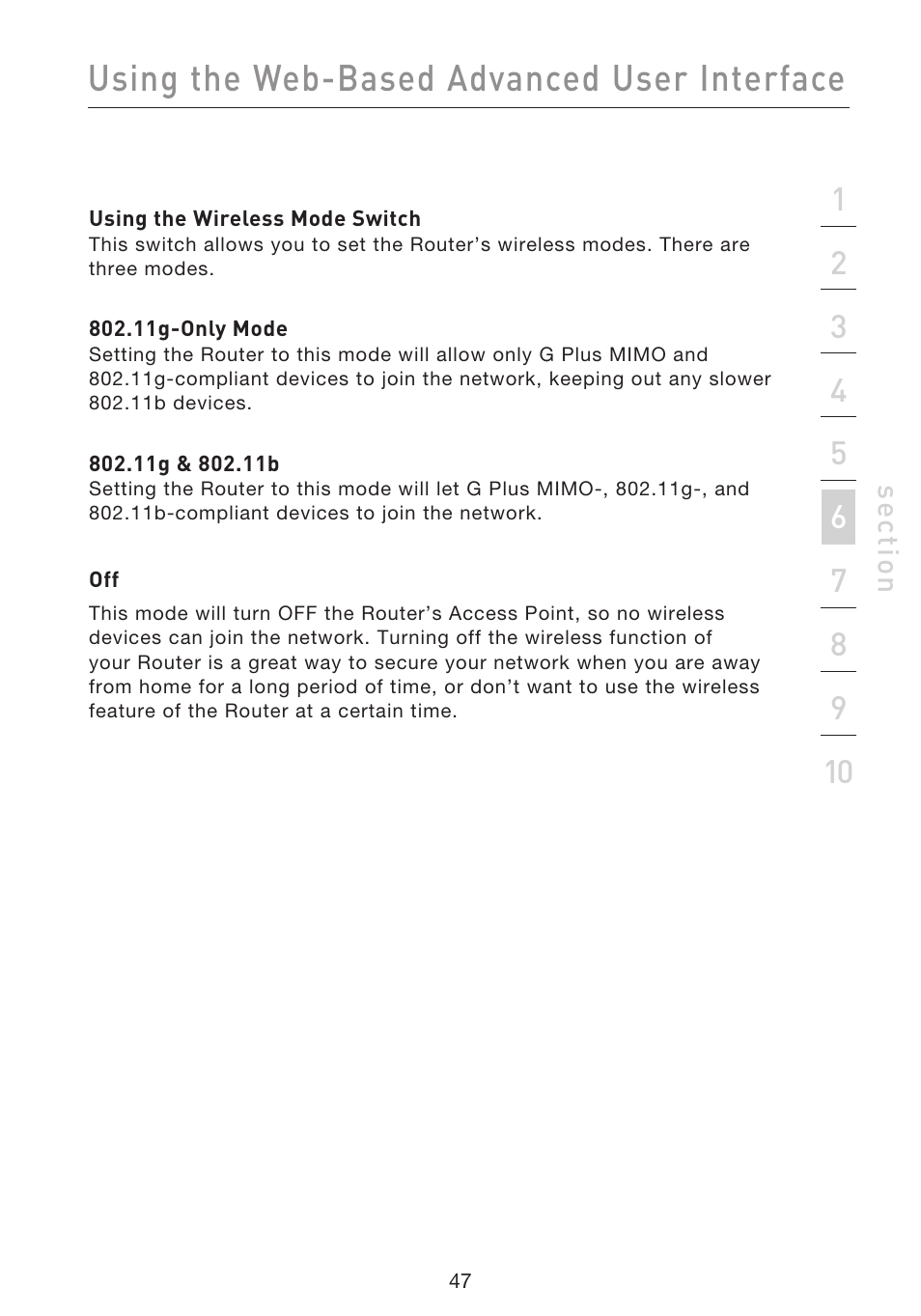 Using the web-based advanced user interface | Belkin F5D9230UK4 User Manual | Page 49 / 667