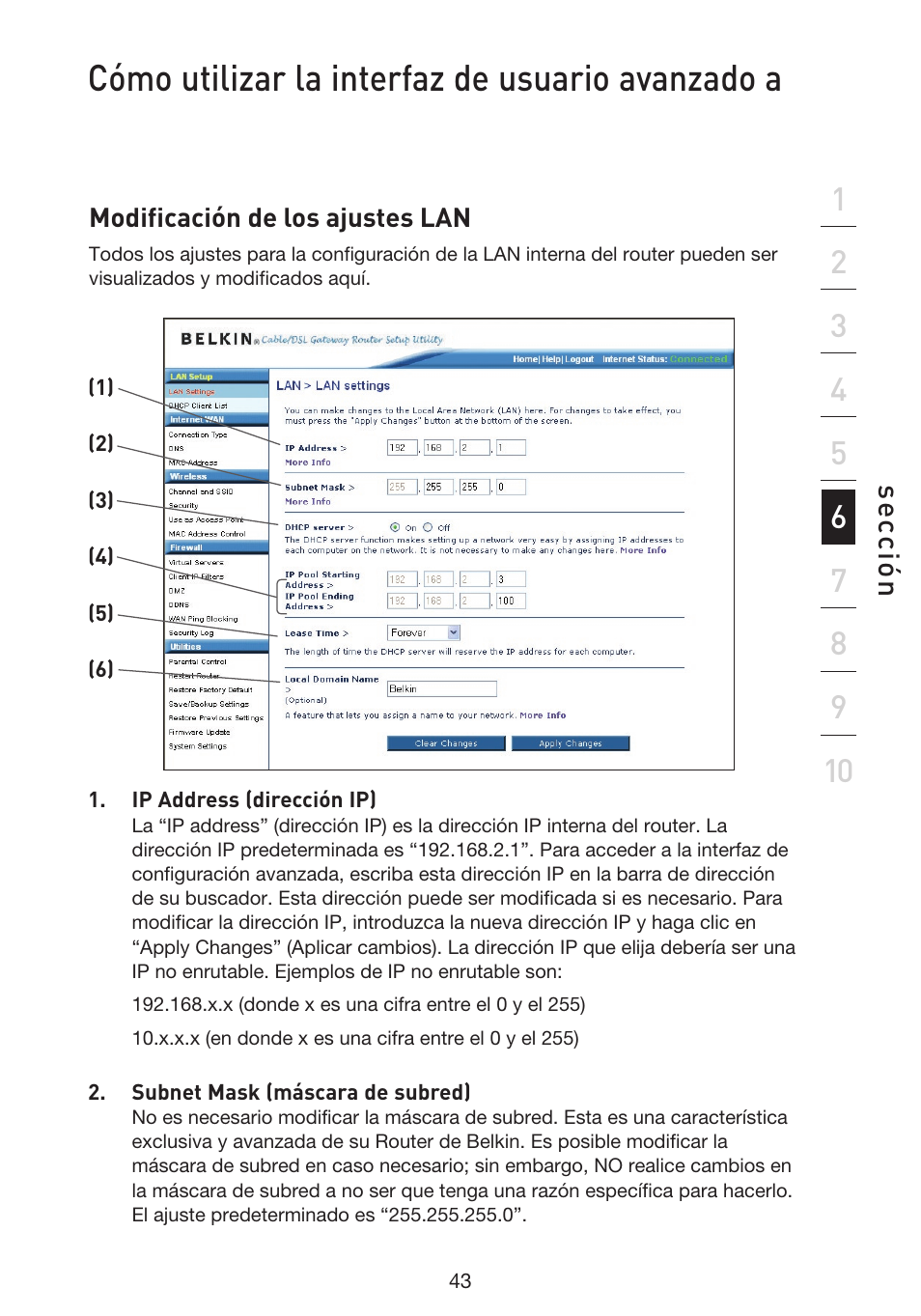 Cómo utilizar la interfaz de usuario avanzado a | Belkin F5D9230UK4 User Manual | Page 490 / 667