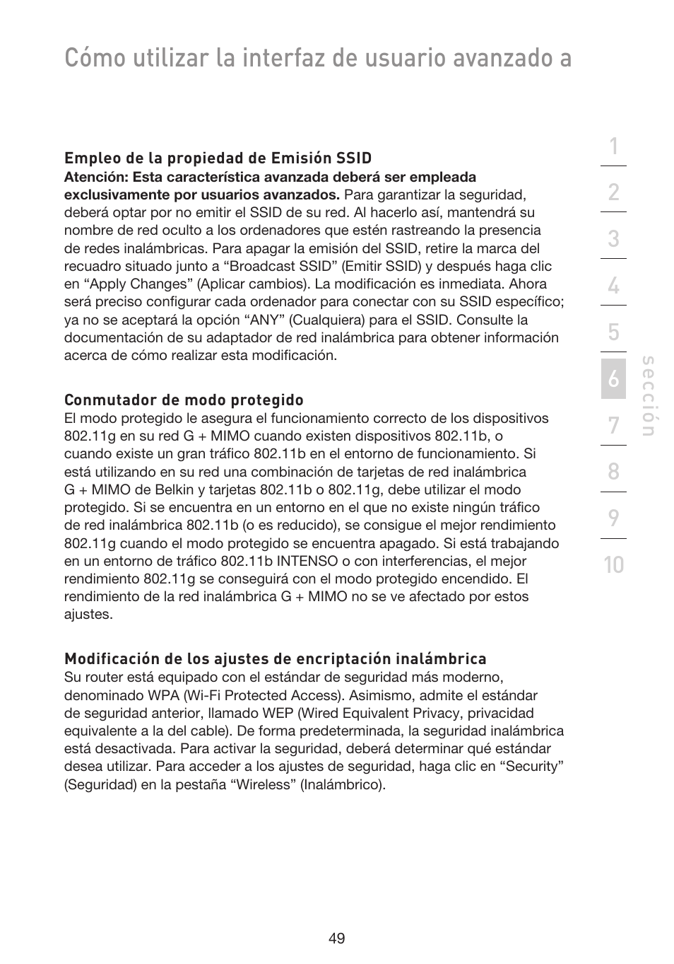 Cómo utilizar la interfaz de usuario avanzado a | Belkin F5D9230UK4 User Manual | Page 496 / 667