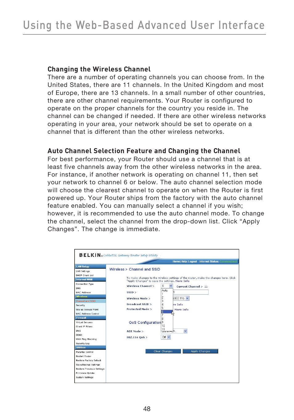 Using the web-based advanced user interface | Belkin F5D9230UK4 User Manual | Page 50 / 667