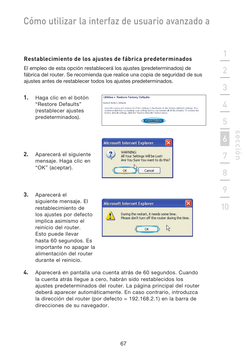 Cómo utilizar la interfaz de usuario avanzado a, Se cc ió n | Belkin F5D9230UK4 User Manual | Page 514 / 667
