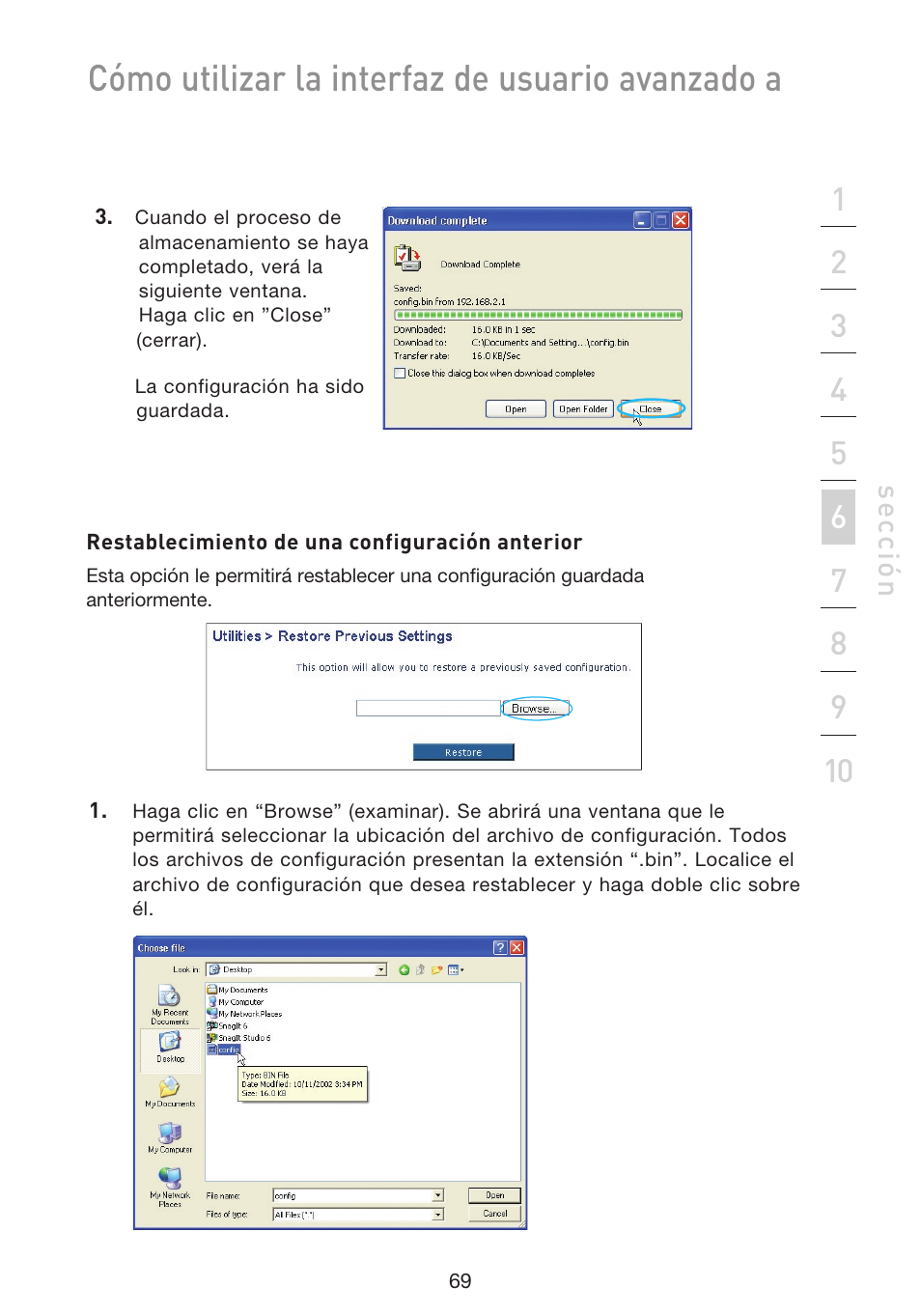 Cómo utilizar la interfaz de usuario avanzado a, Se cc ió n | Belkin F5D9230UK4 User Manual | Page 516 / 667