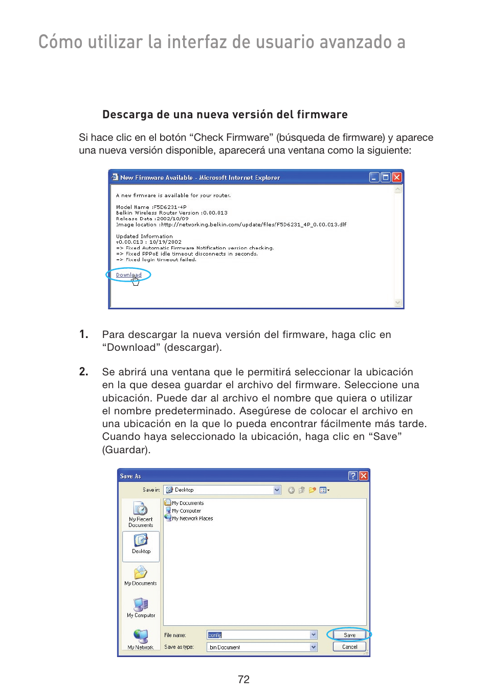 Cómo utilizar la interfaz de usuario avanzado a | Belkin F5D9230UK4 User Manual | Page 519 / 667