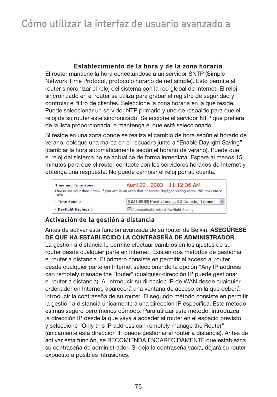 Cómo utilizar la interfaz de usuario avanzado a | Belkin F5D9230UK4 User Manual | Page 523 / 667