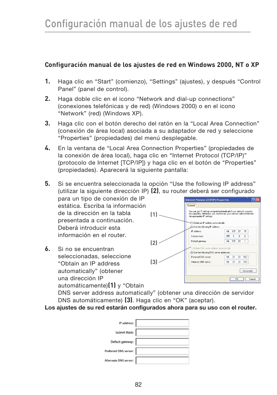 Configuración manual de los ajustes de red | Belkin F5D9230UK4 User Manual | Page 529 / 667