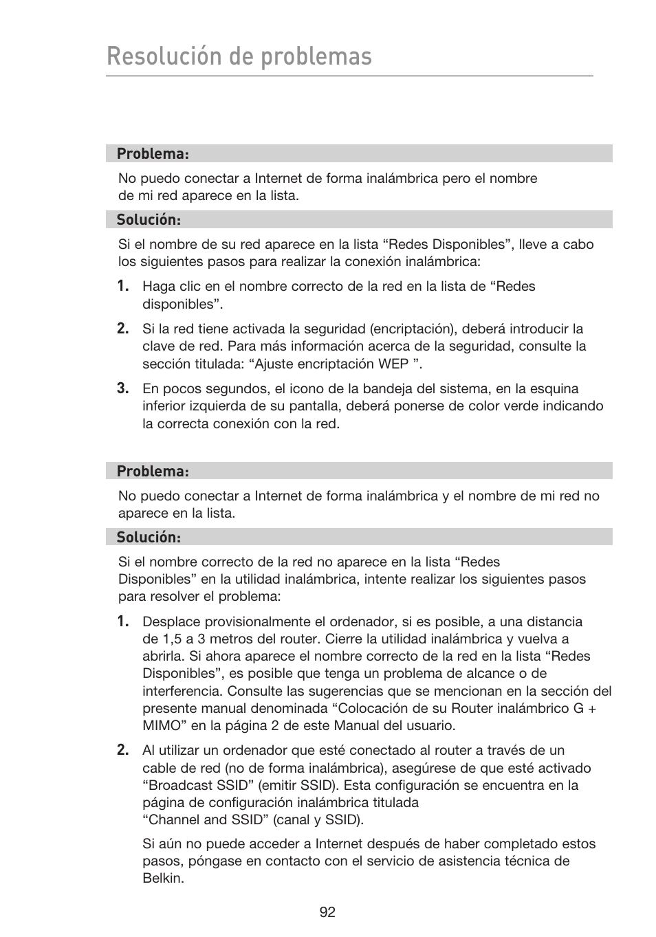Resolución de problemas | Belkin F5D9230UK4 User Manual | Page 539 / 667