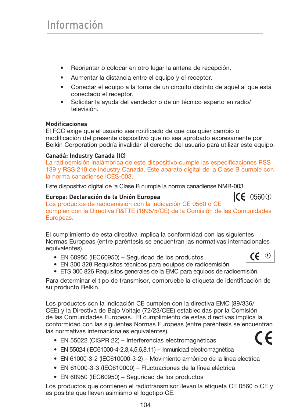 Información | Belkin F5D9230UK4 User Manual | Page 551 / 667