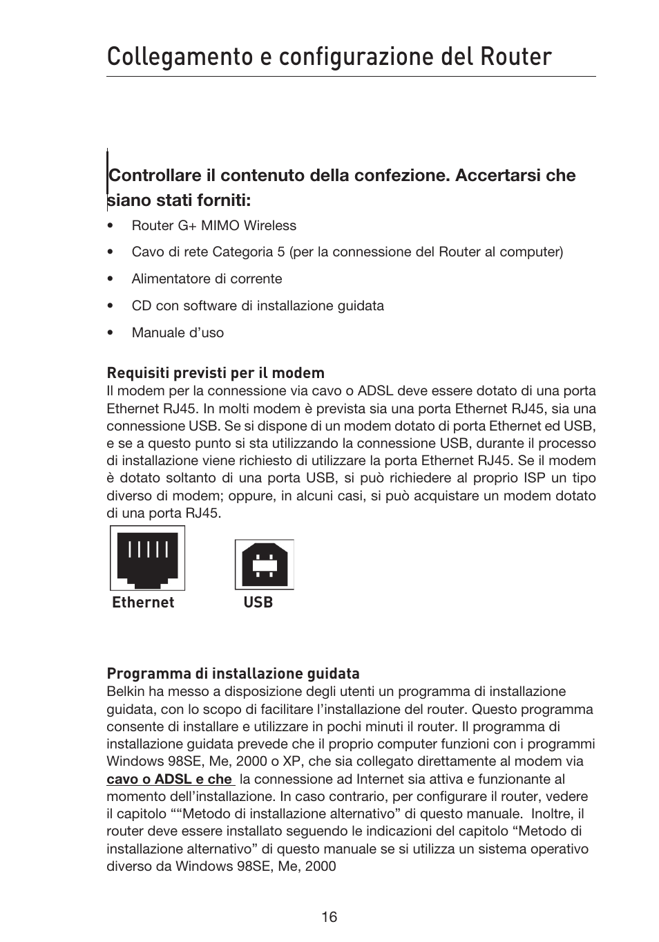 Collegamento e configurazione del router | Belkin F5D9230UK4 User Manual | Page 574 / 667