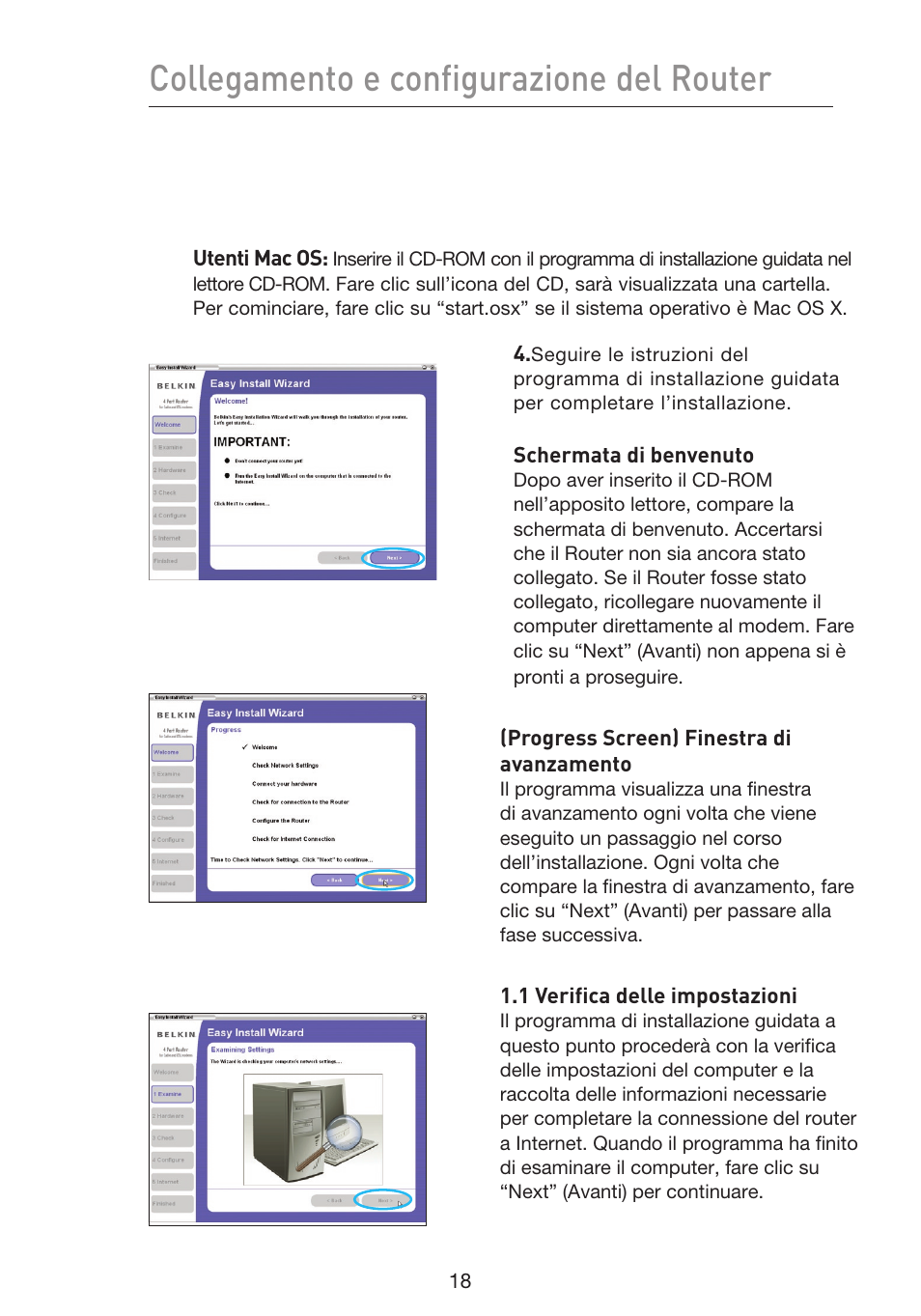 Collegamento e configurazione del router | Belkin F5D9230UK4 User Manual | Page 576 / 667