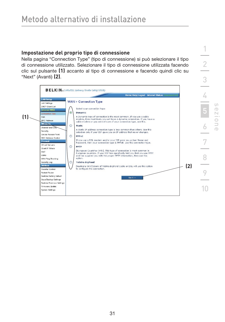 Metodo alternativo di installazione | Belkin F5D9230UK4 User Manual | Page 589 / 667