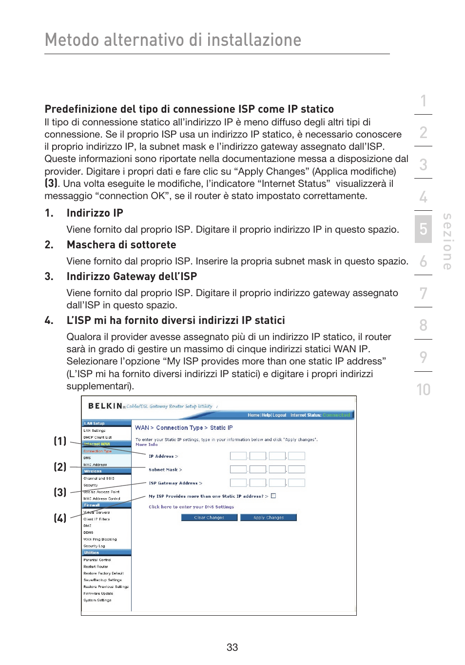Metodo alternativo di installazione, Se zio n e | Belkin F5D9230UK4 User Manual | Page 591 / 667