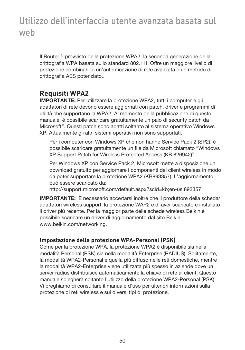 Requisiti wpa2 | Belkin F5D9230UK4 User Manual | Page 608 / 667
