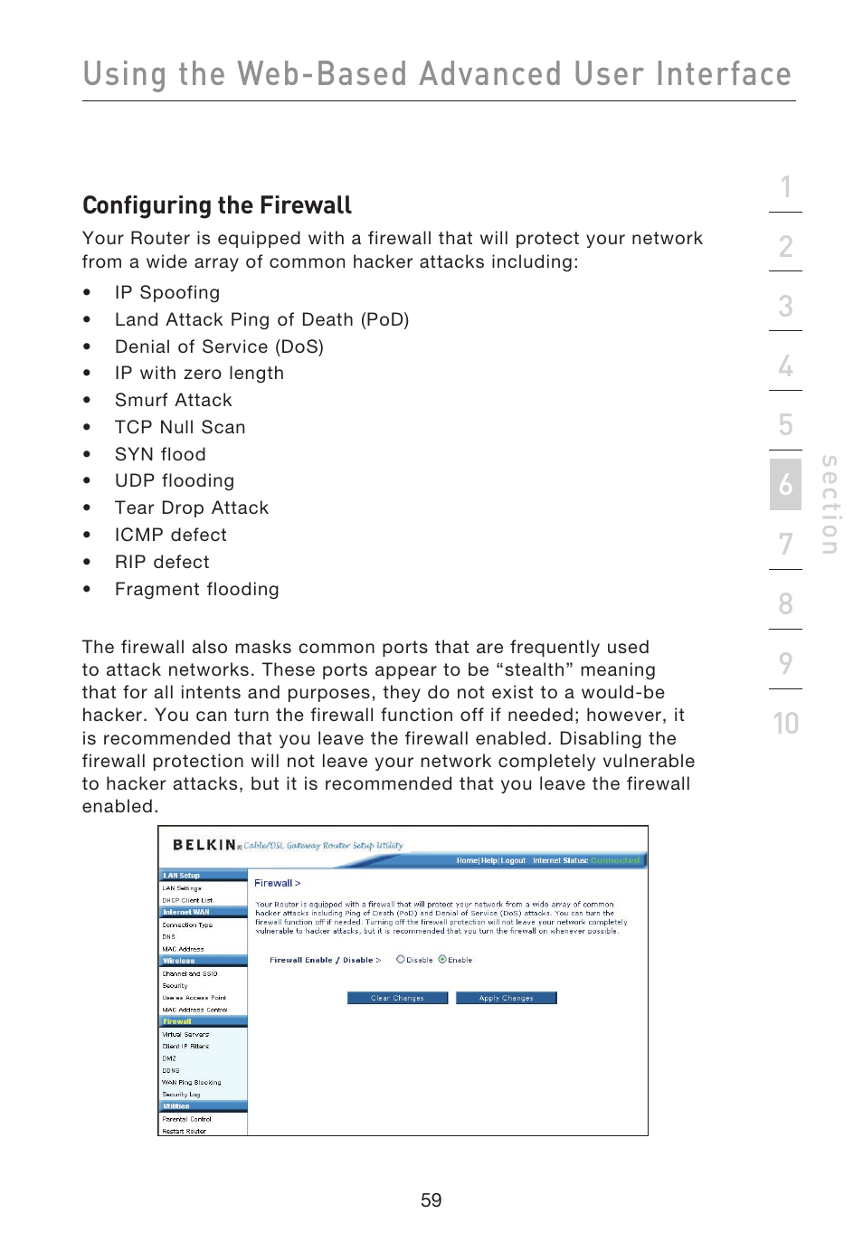 Using the web-based advanced user interface | Belkin F5D9230UK4 User Manual | Page 61 / 667