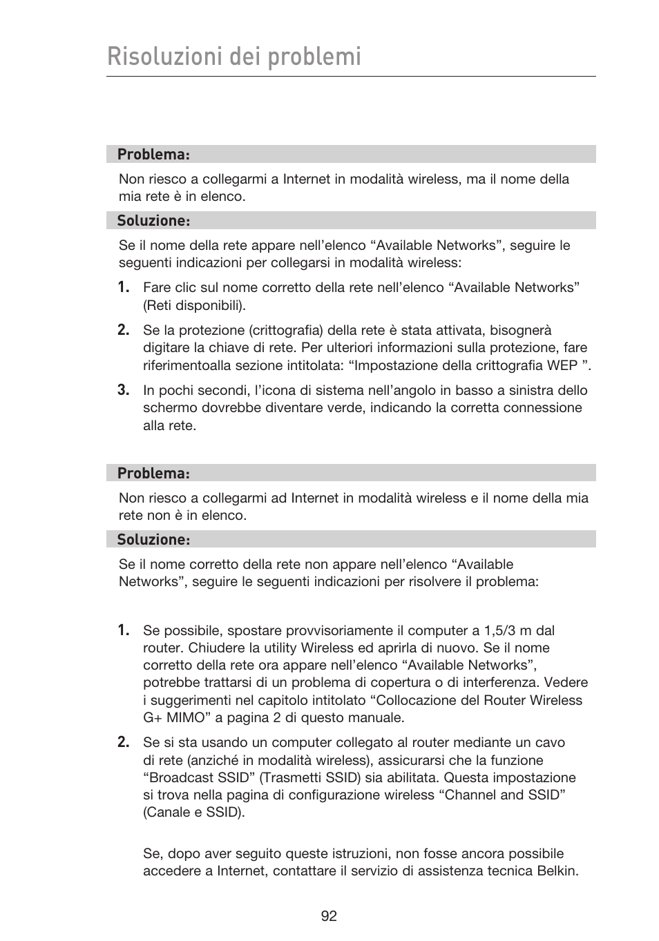 Risoluzioni dei problemi | Belkin F5D9230UK4 User Manual | Page 650 / 667