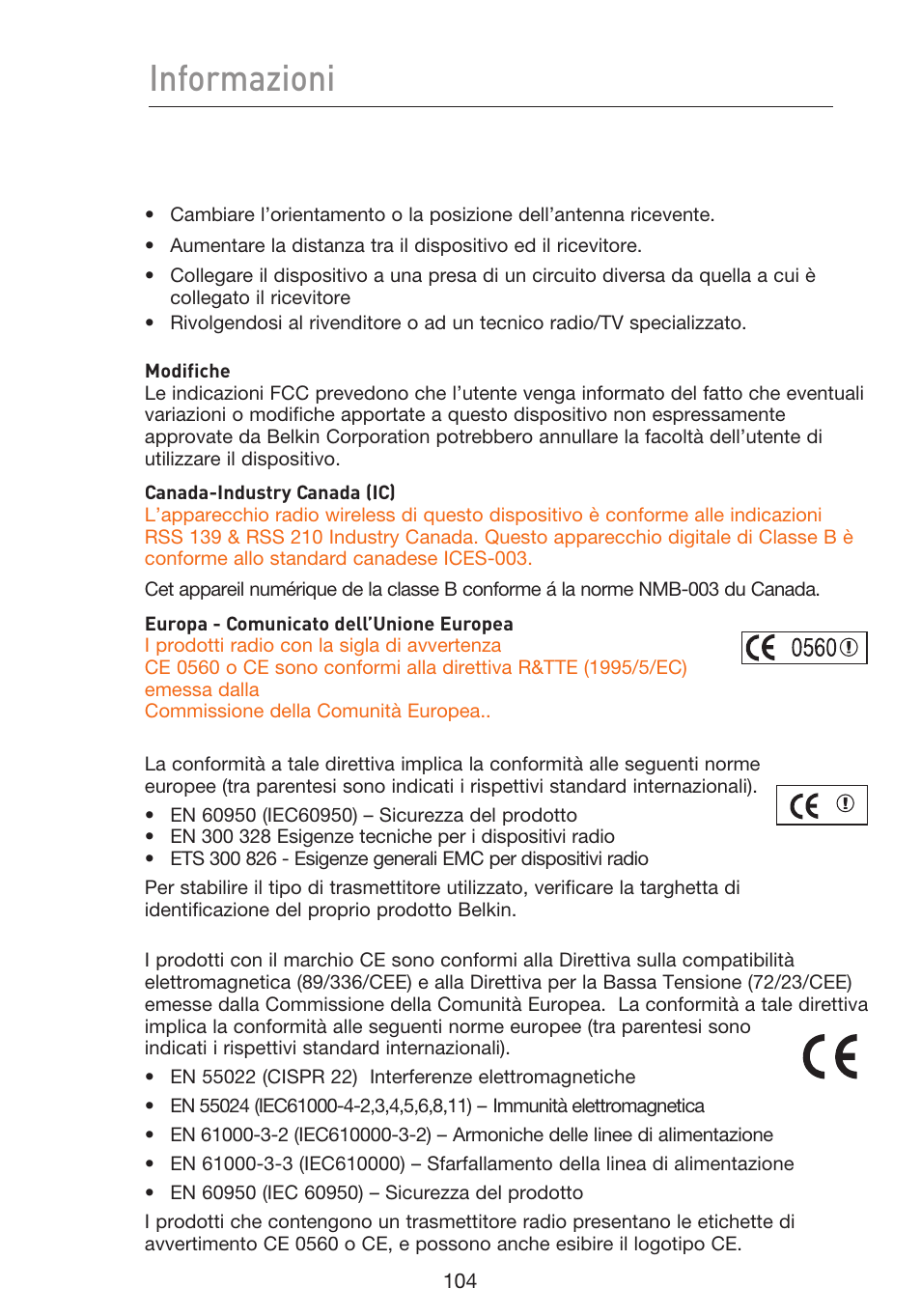 Informazioni | Belkin F5D9230UK4 User Manual | Page 662 / 667