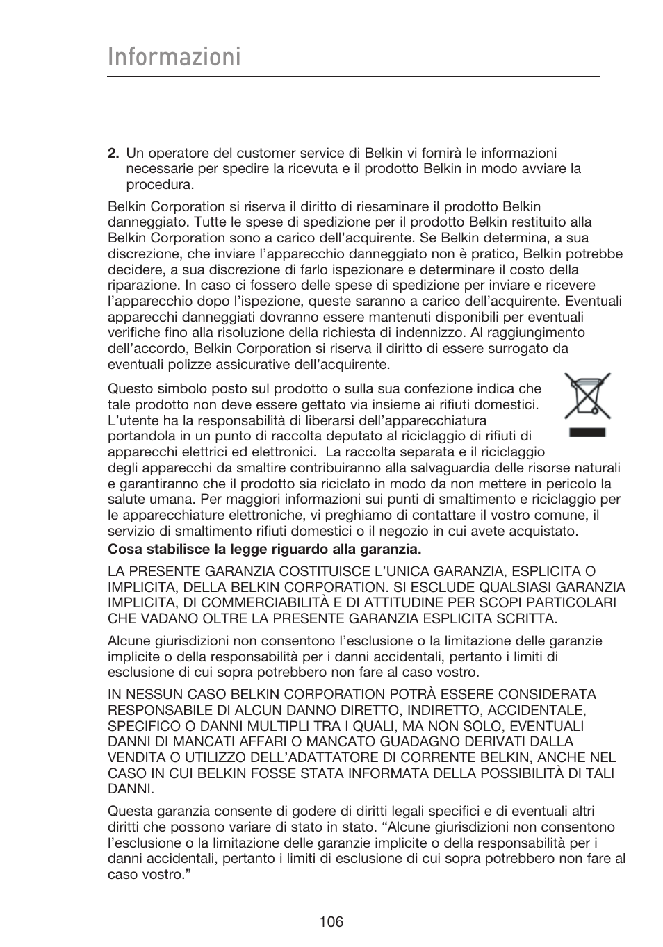 Informazioni | Belkin F5D9230UK4 User Manual | Page 664 / 667