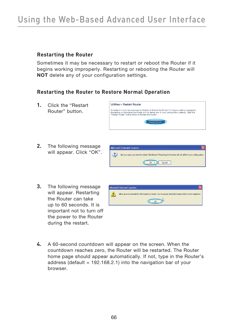 Using the web-based advanced user interface | Belkin F5D9230UK4 User Manual | Page 68 / 667