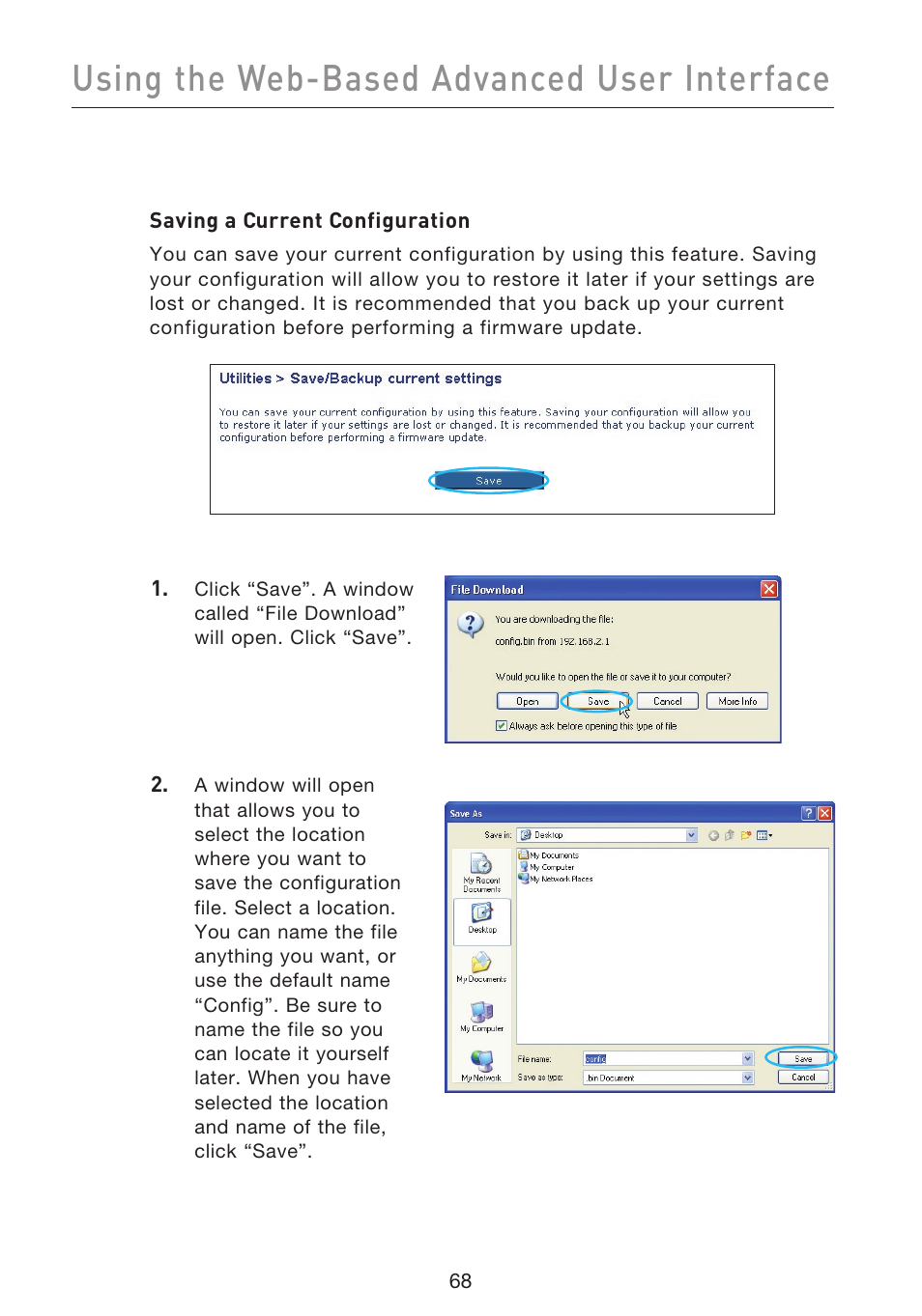 Using the web-based advanced user interface | Belkin F5D9230UK4 User Manual | Page 70 / 667