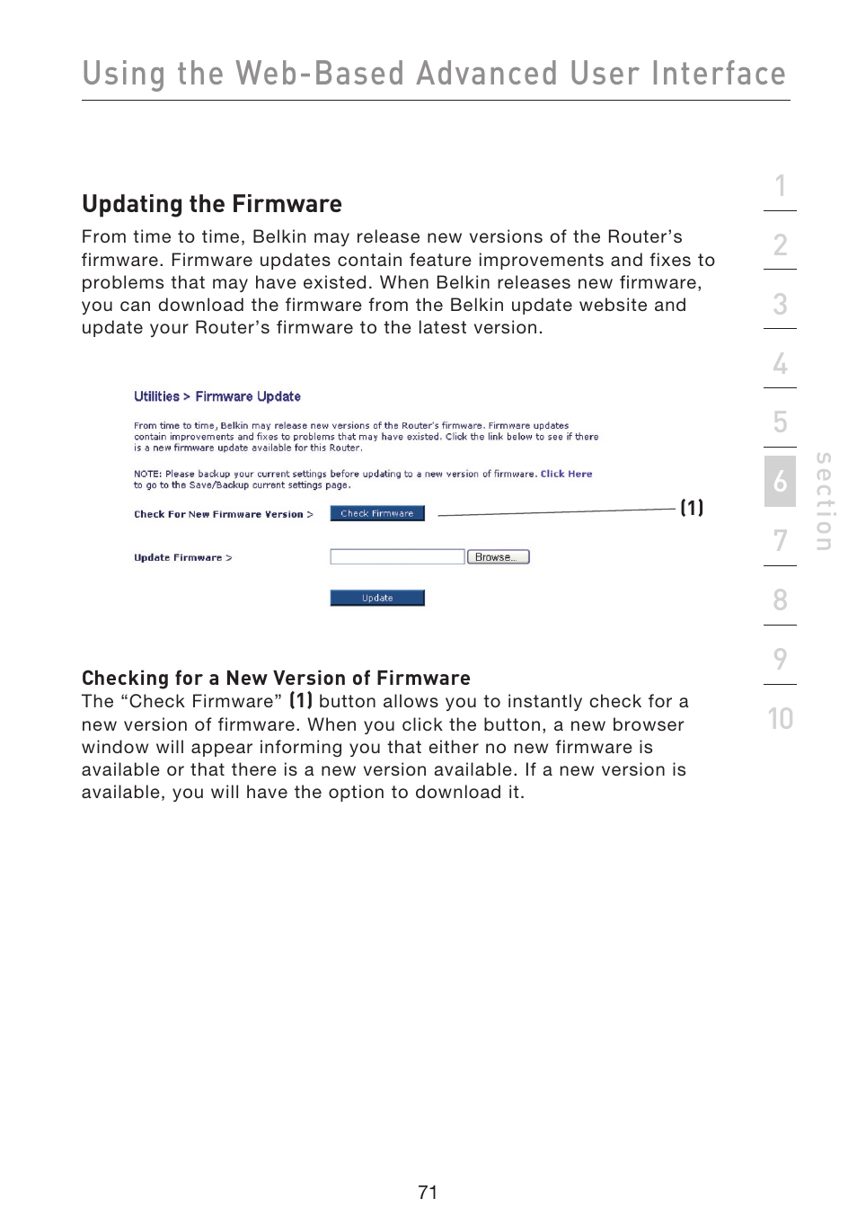 Using the web-based advanced user interface | Belkin F5D9230UK4 User Manual | Page 73 / 667