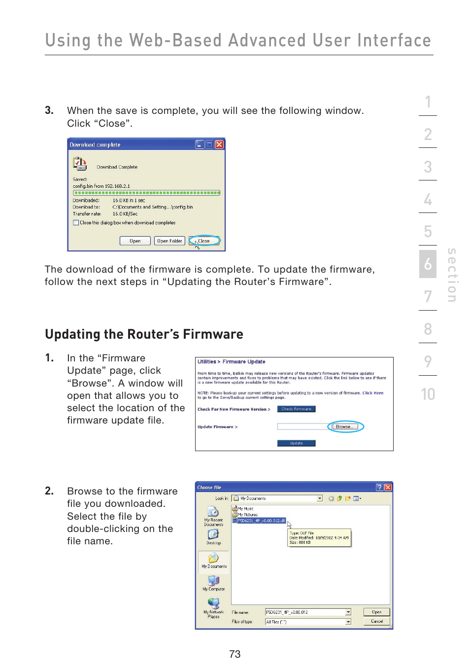 Using the web-based advanced user interface | Belkin F5D9230UK4 User Manual | Page 75 / 667