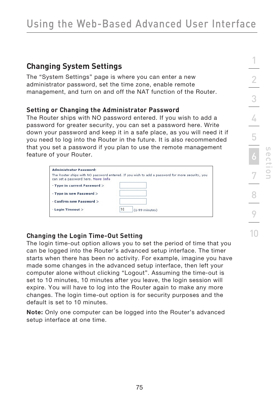 Using the web-based advanced user interface | Belkin F5D9230UK4 User Manual | Page 77 / 667