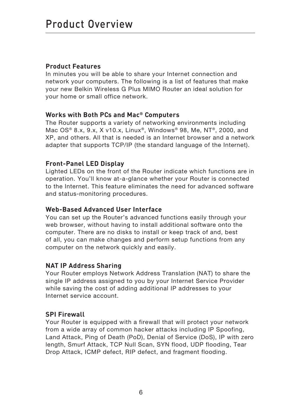 Product overview | Belkin F5D9230UK4 User Manual | Page 8 / 667