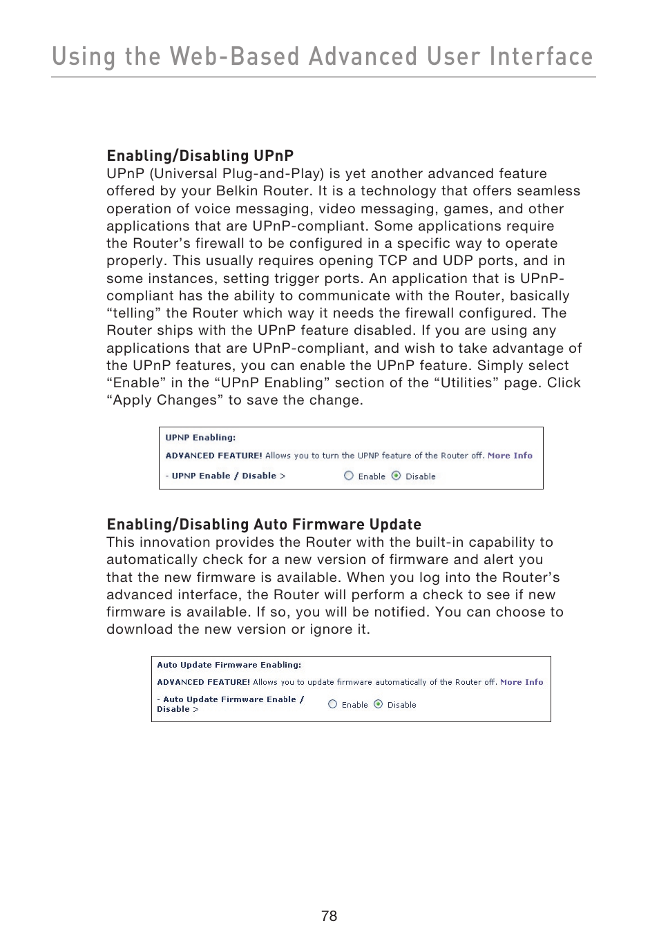 Using the web-based advanced user interface | Belkin F5D9230UK4 User Manual | Page 80 / 667