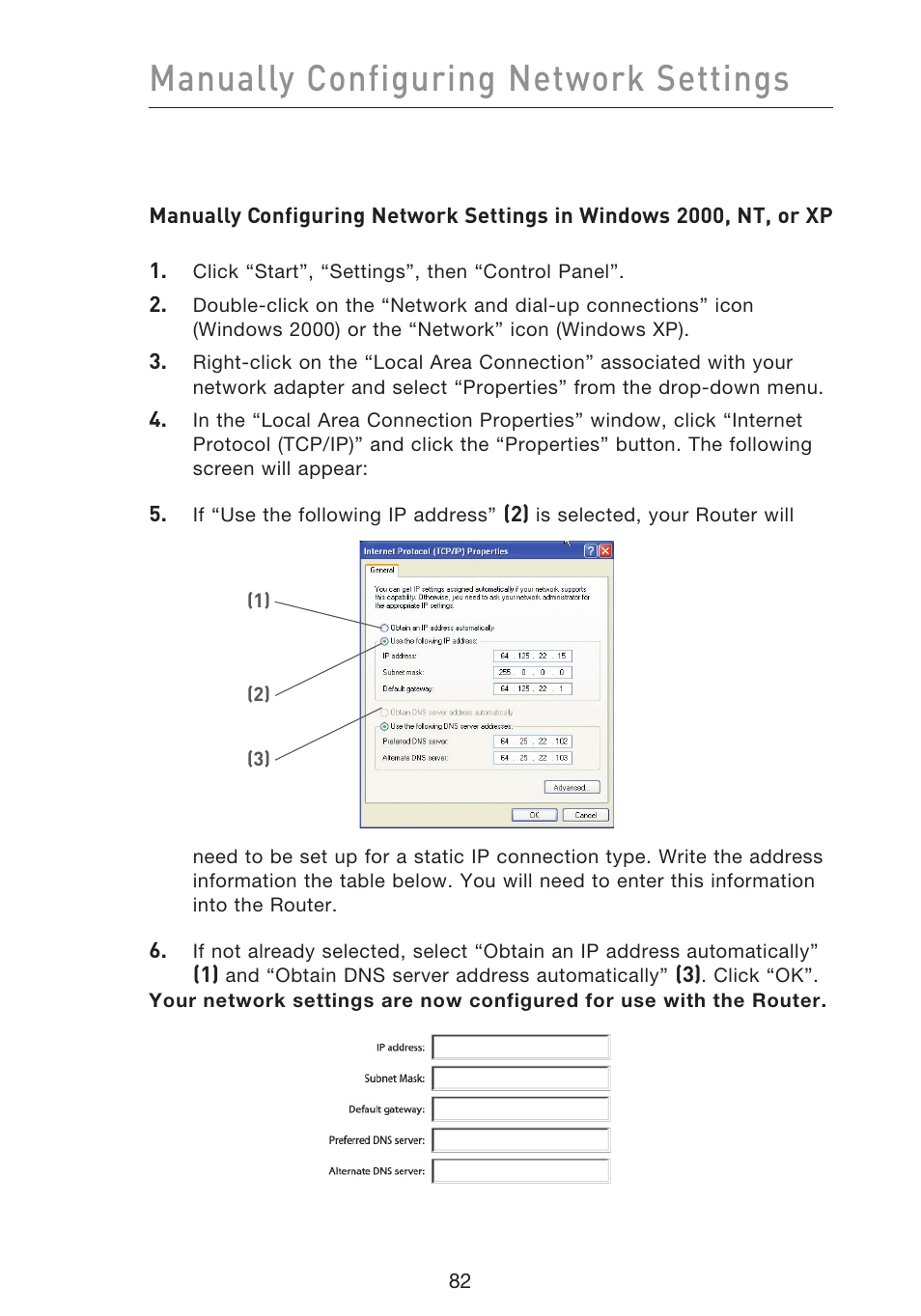 Manually configuring network settings | Belkin F5D9230UK4 User Manual | Page 84 / 667