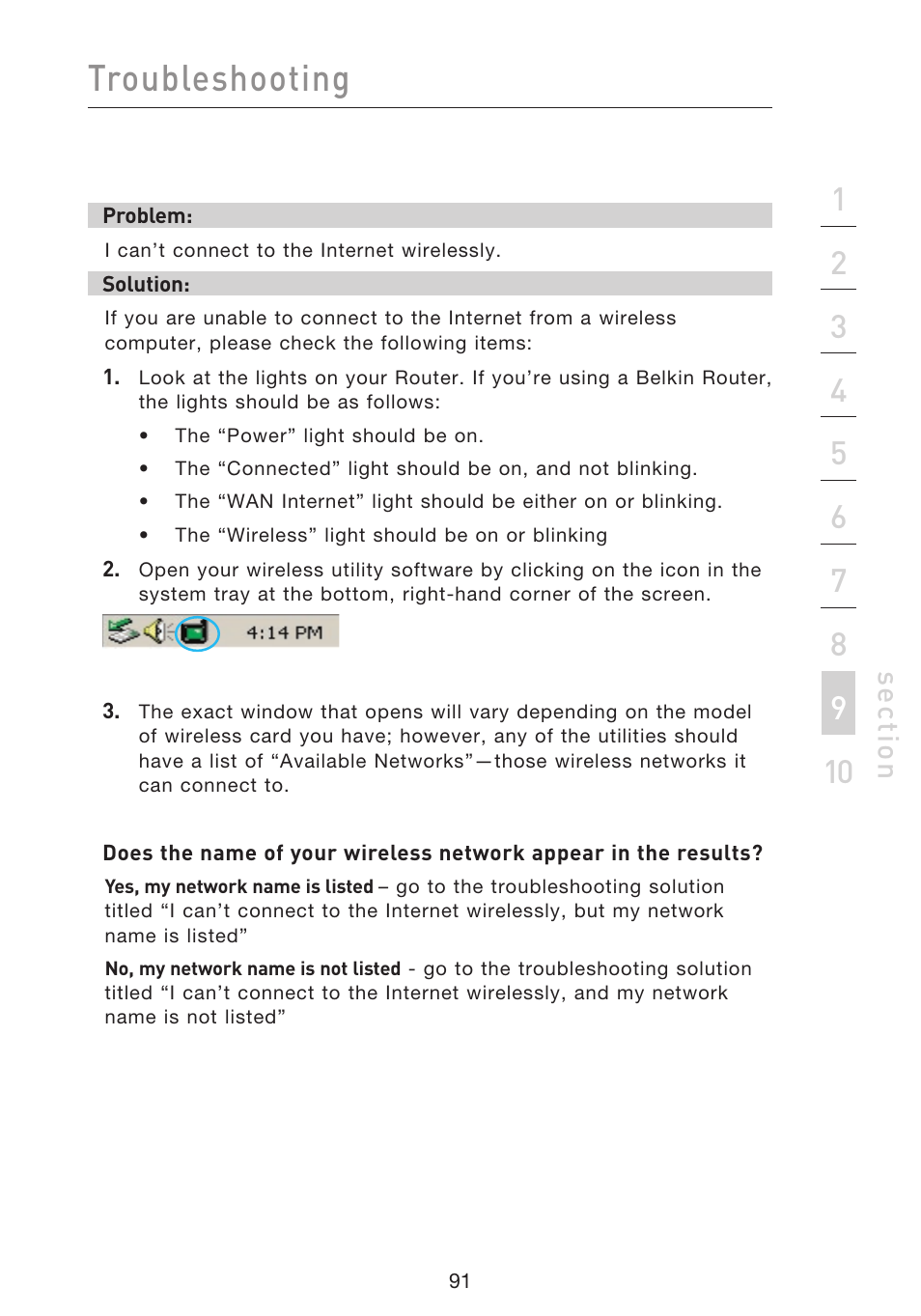 Troubleshooting, Se ct io n | Belkin F5D9230UK4 User Manual | Page 93 / 667