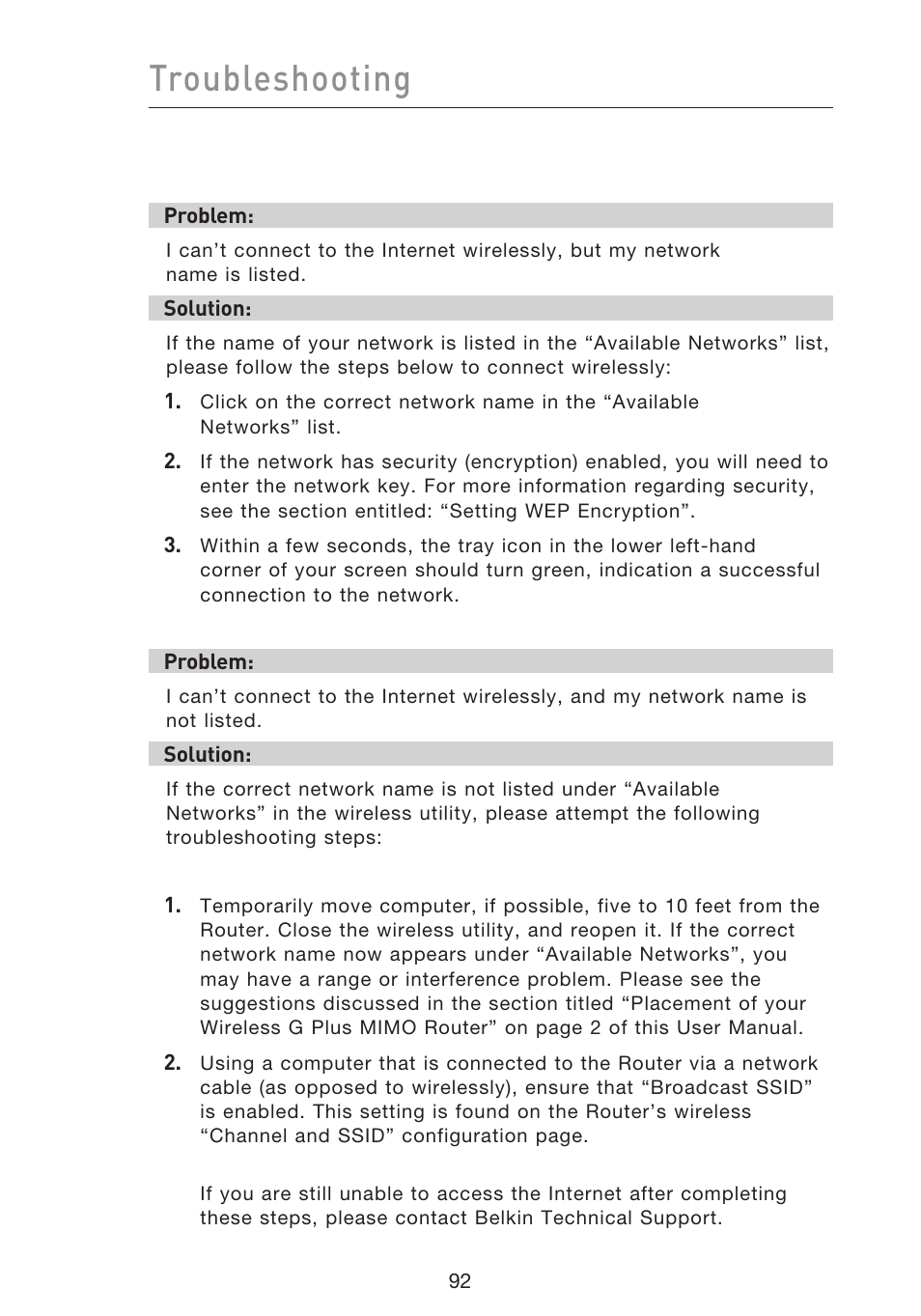 Troubleshooting | Belkin F5D9230UK4 User Manual | Page 94 / 667