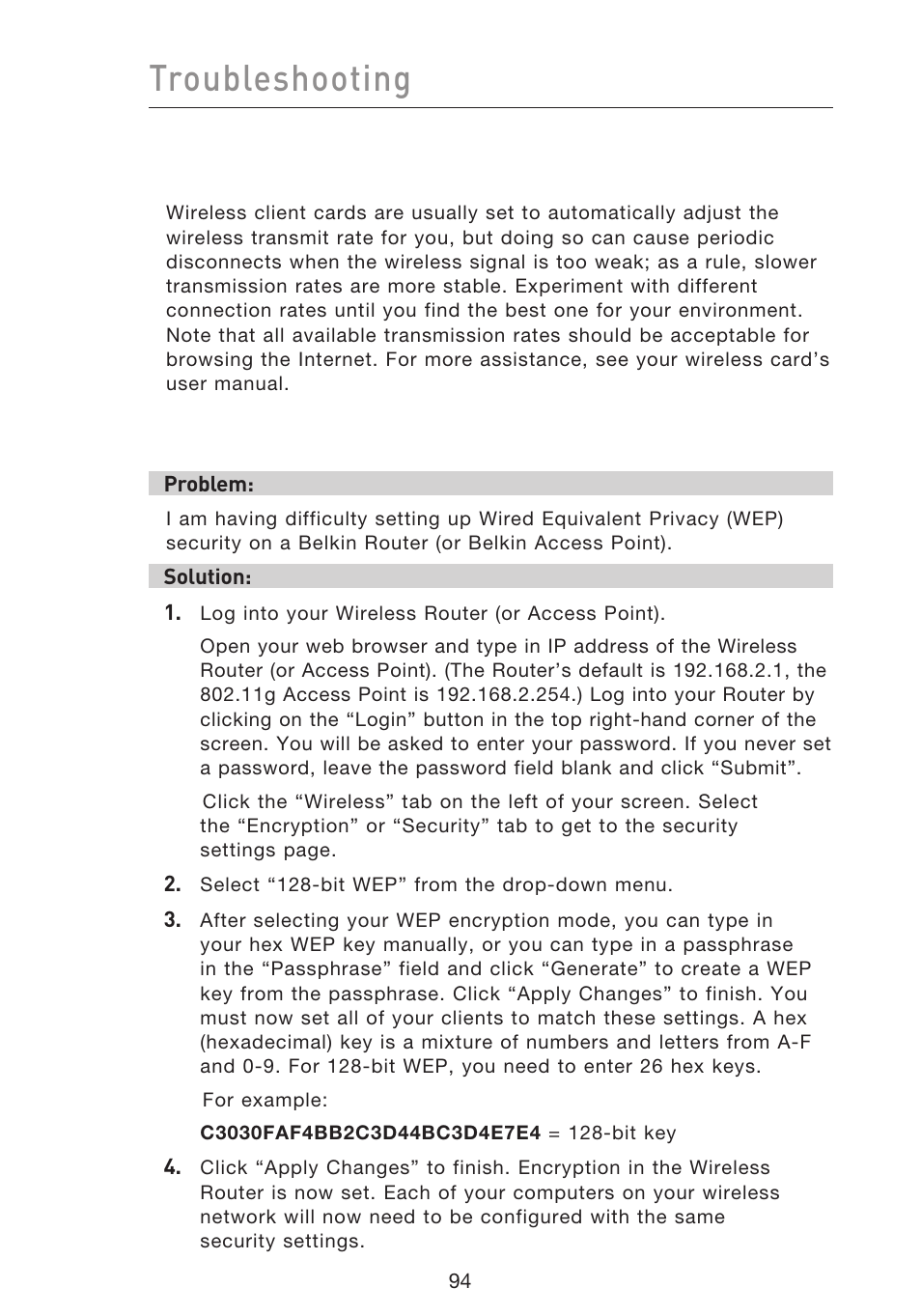 Troubleshooting | Belkin F5D9230UK4 User Manual | Page 96 / 667