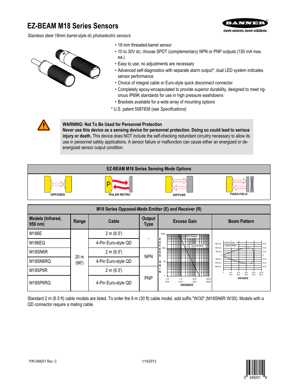 Banner M18 Series User Manual | 8 pages