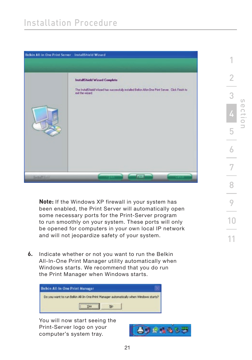 Installation procedure | Belkin F1UP002 User Manual | Page 21 / 64